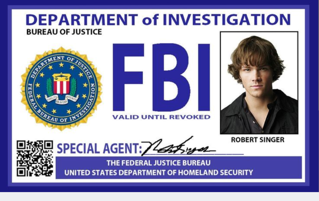 Sam Winchester FBI ID badge