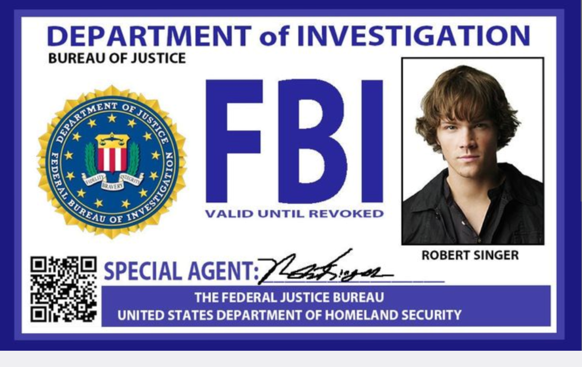 Sam Winchester FBI ID badge