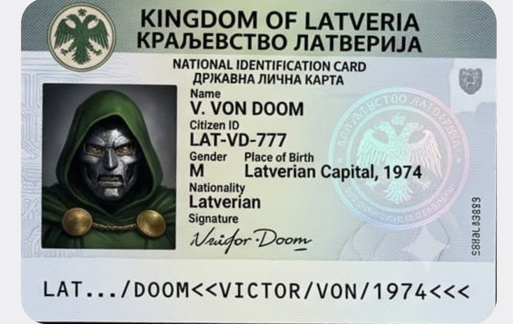 Victor Doom ID Card — The Masked Legend