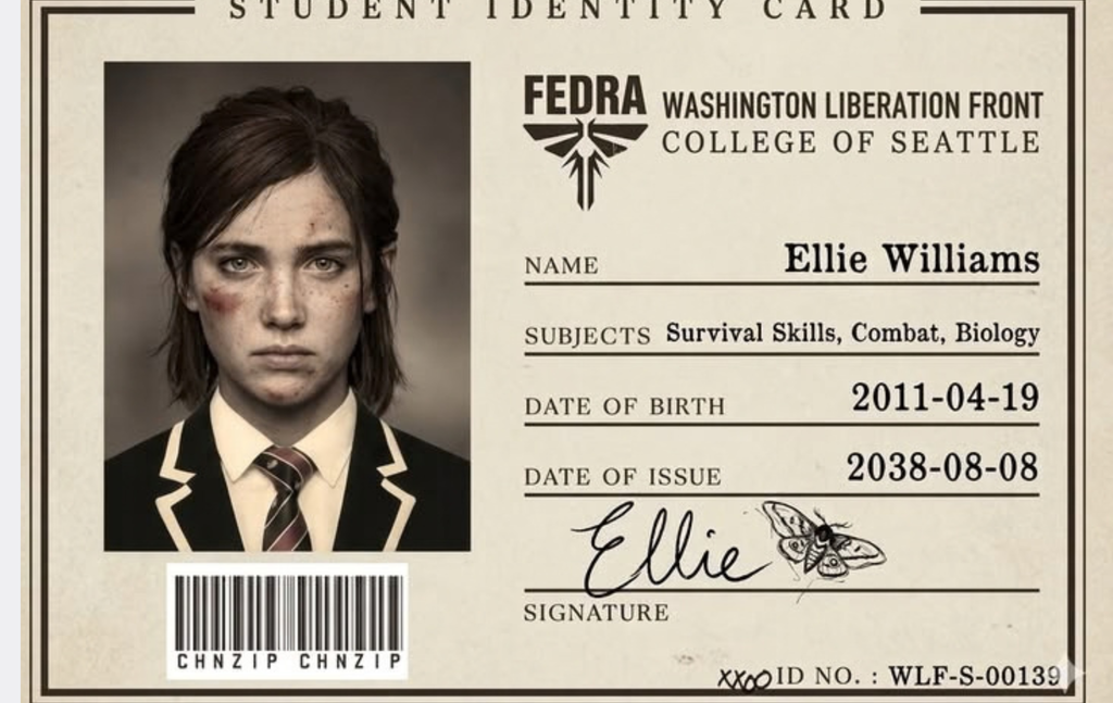 Ellie Williams Student ID Badge  — The Last of Us