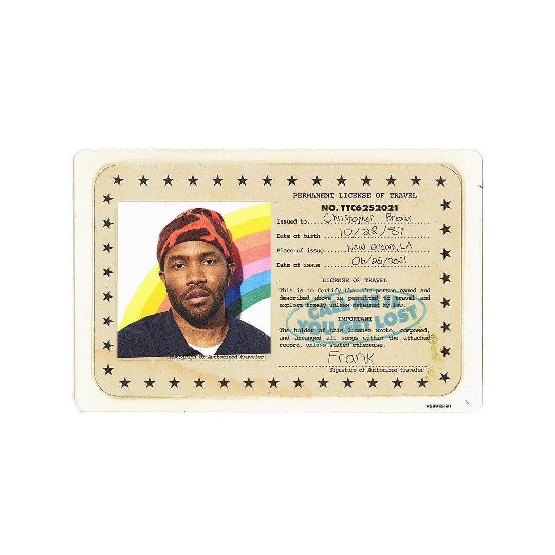 Frank ocean Call me if you get lost card