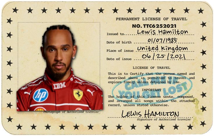 Lewis hamilton id card