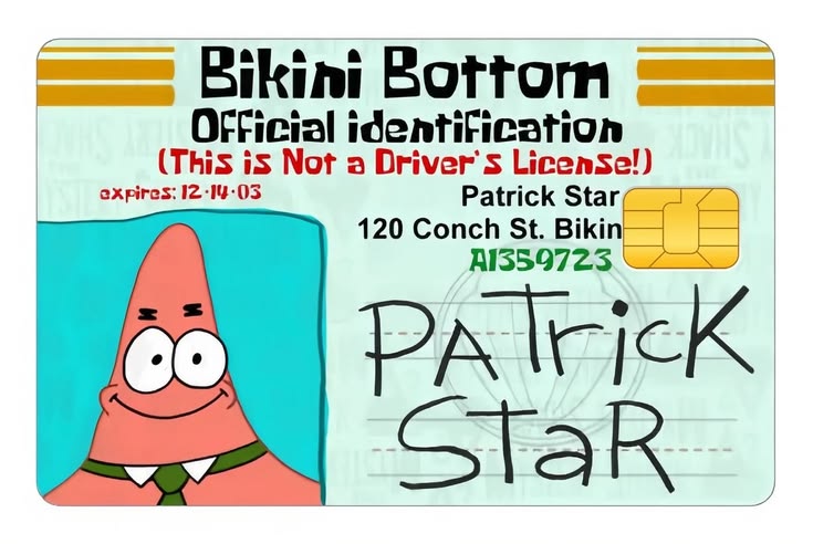 Patrick Star ID card